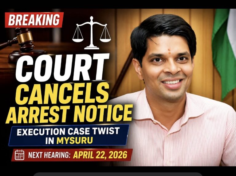 ಮೈಸೂರು ನ್ಯಾಯಾಲಯದಲ್ಲಿ ಪ್ರಕರಣ: ಡಿಸಿ ಬಂಧನ ನೋಟಿಸ್ ಹಿಂಪಡೆದ ಕೋರ್ಟ್.