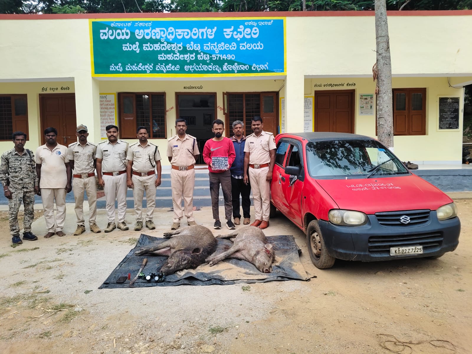 ಕಾಡುಹಂದಿ ಬೇಟೆ… ಓರ್ವನ ಬಂಧನ… ಮೂವರು ಪರಾರಿ…