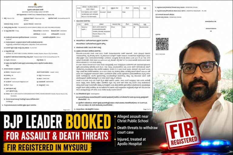 ಮೈಸೂರು: ಬಿಜೆಪಿ ನಗರ ಪ್ರಧಾನ ಕಾರ್ಯದರ್ಶಿ ಬಿ.ಎಂ. ರಘು ವಿರುದ್ಧ ಜೀವ ಬೆದರಿಕೆ, ಹಲ್ಲೆ ಆರೋಪ; ಎಫ್‌ಐಆರ್ ದಾಖಲು